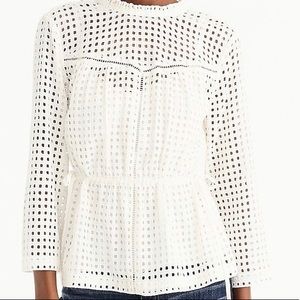 Jcrew Point Sur Eyelet Peplum Top